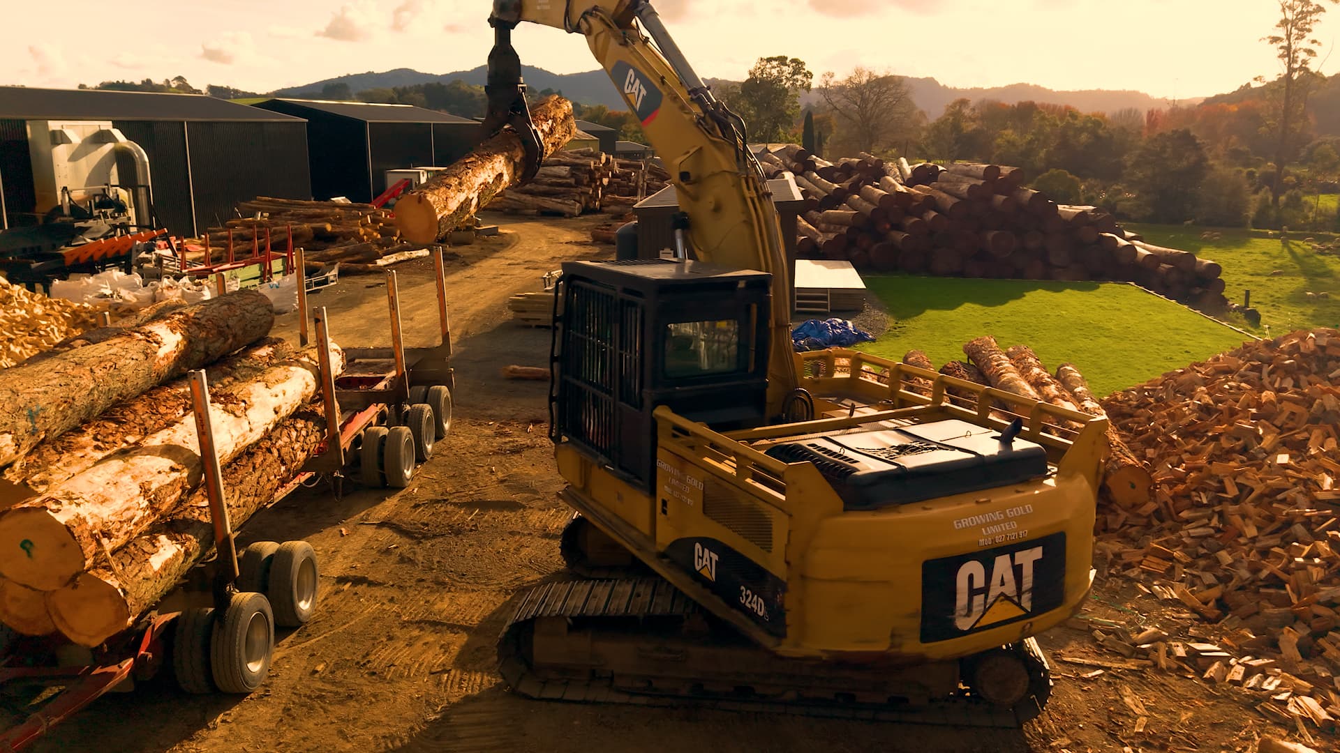 Hansen Timber Crane Loading Logs
