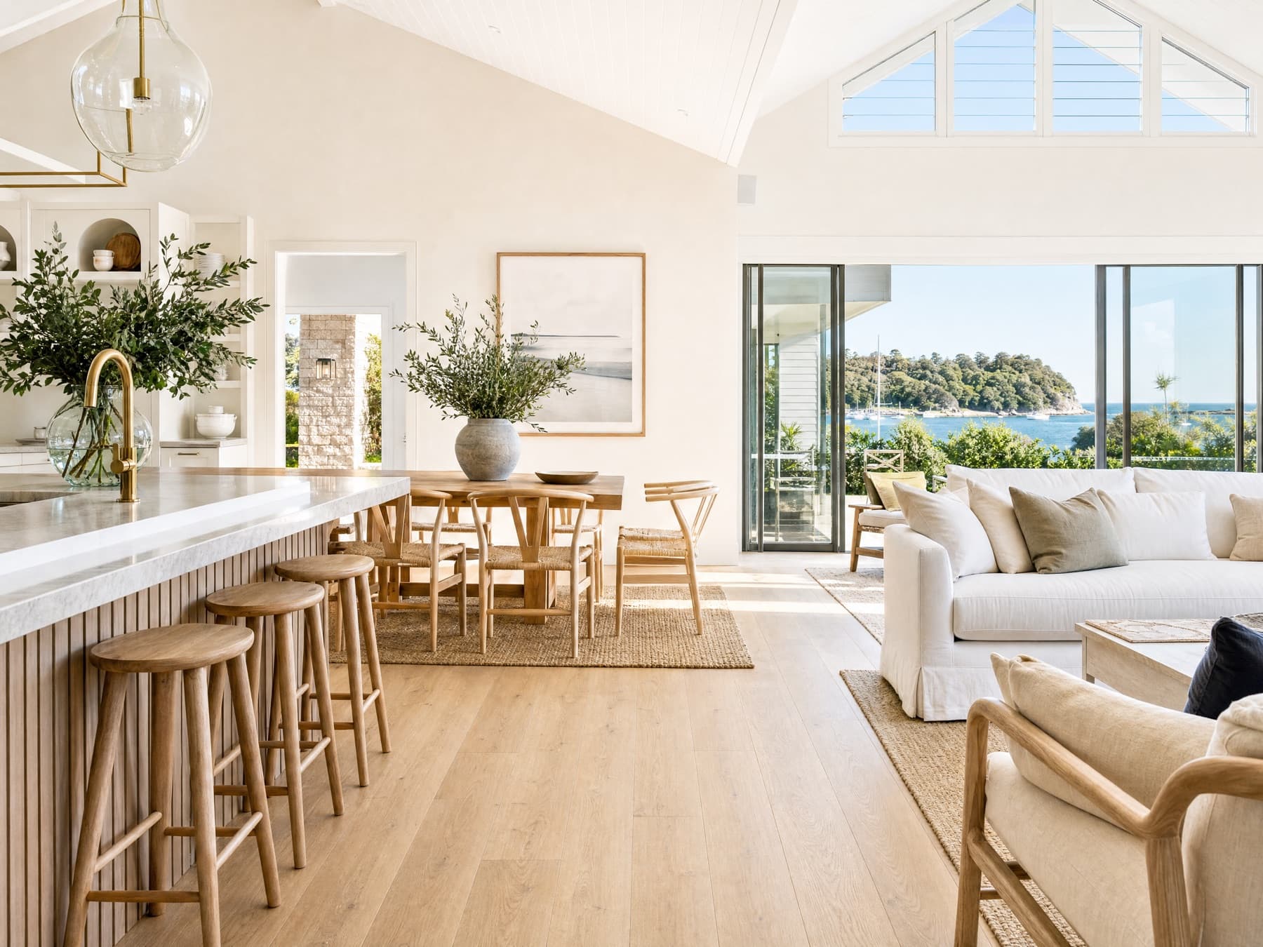 Hansen Hardened Oak flooring in an open-plan coastal home